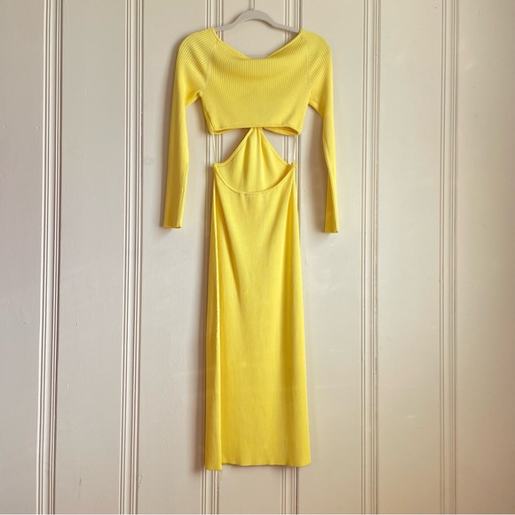 Cult Gaia Enzo Ribbed Knit Yellow Midi Dress – Size M & L - Picture 2 of 4
